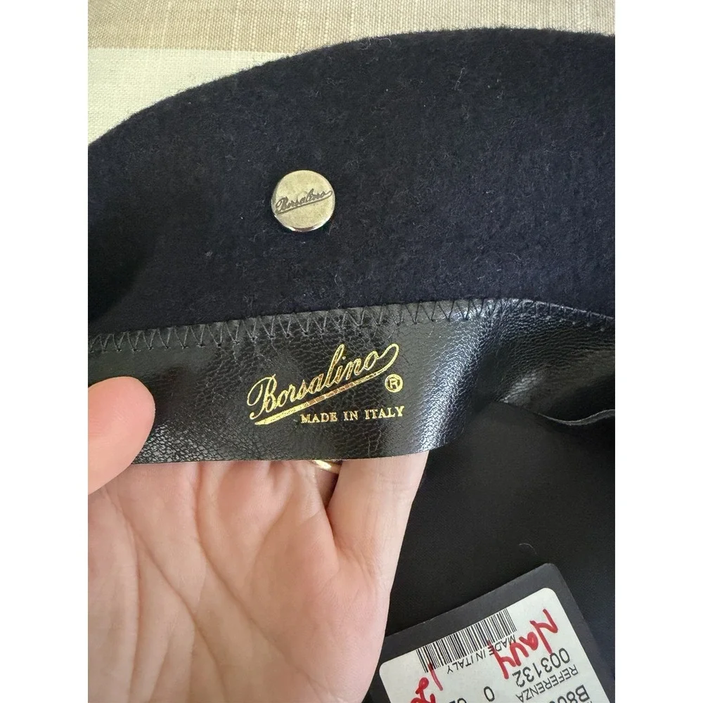 Borsalino 100% Wool Beret NWT Dark Navy Blue Made in Italy Sz XL 62 cm Unisex